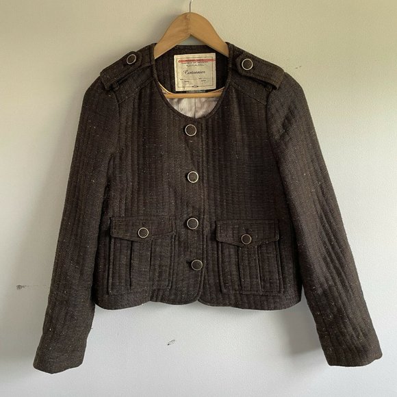 Anthropologie Cartonnier Brown Tweed Blazer Jacket - Picture 2 of 9